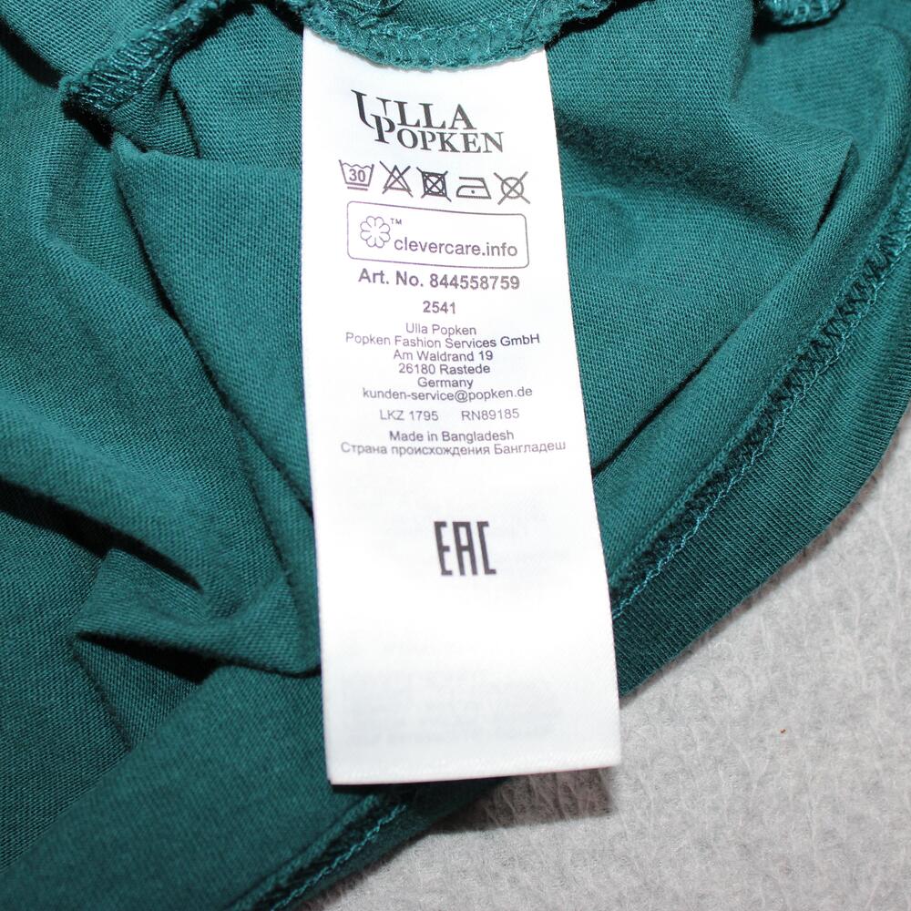 Ulla Popken Dress Women 24/26 Green Jersey Midi 3/4 Sleeve Swing Pockets Long - Picture 4 of 9